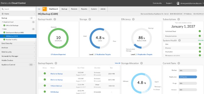 Barracuda Backup Dashboard